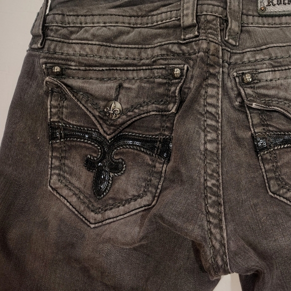 Rock Revival Skinny Jean, Women Gray, Pockets, Black Sequin, Celline, 29 - Picture 5 of 15